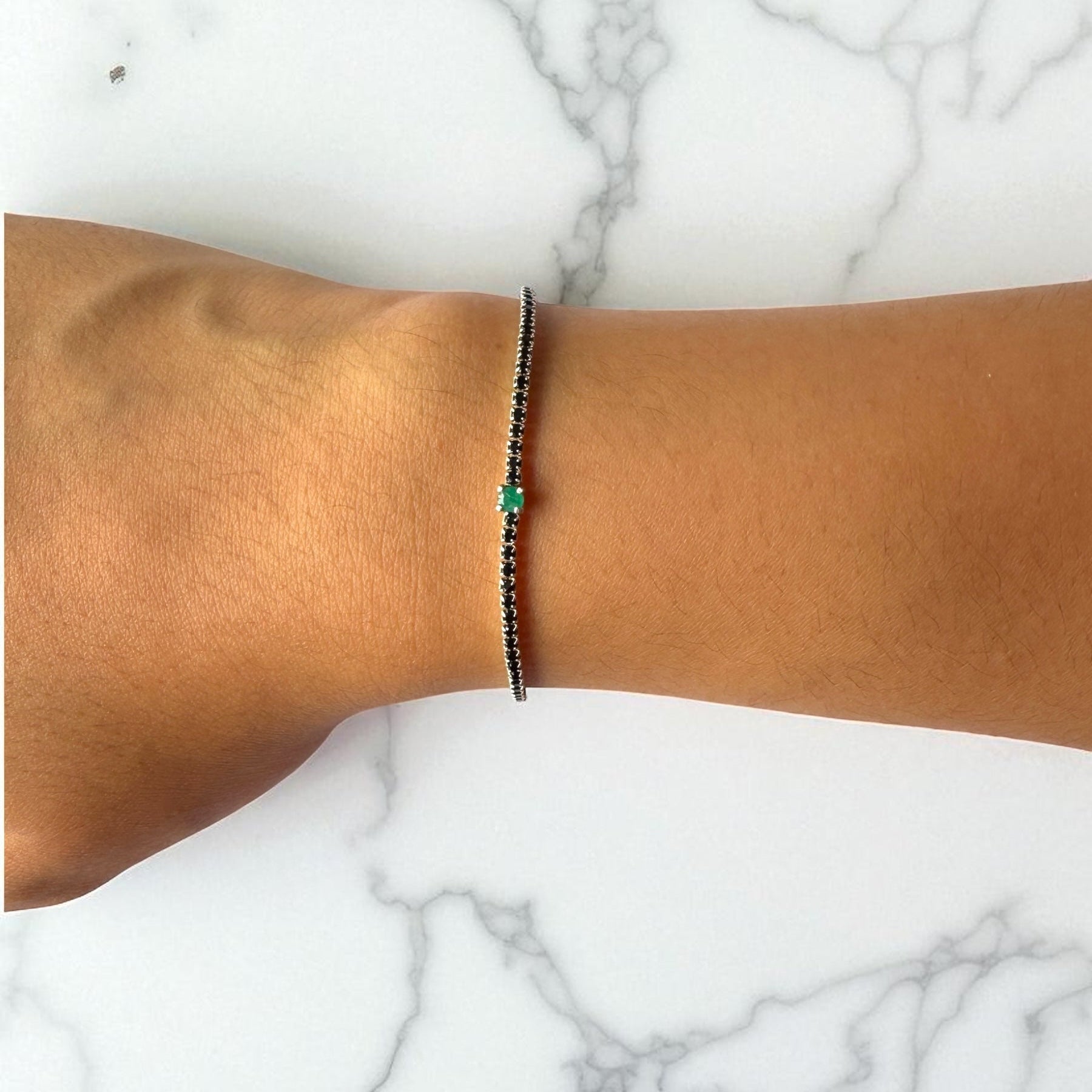 Pulsera tenis negra - Ajustable
